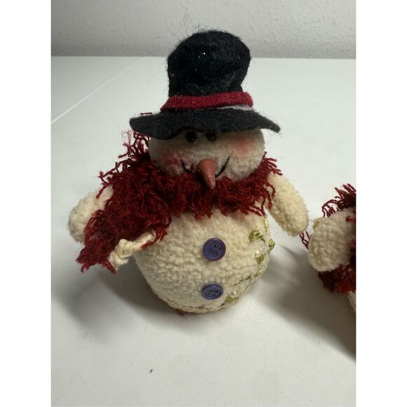 Set of 2 Vintage Dan Dee Snowmans Ornament 4"Plush Decorative Holiday Christmas - Picture 3 of 8